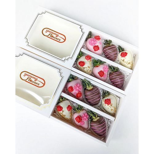 6pcs Floral Theme Chocolate Strawberries Gift Box